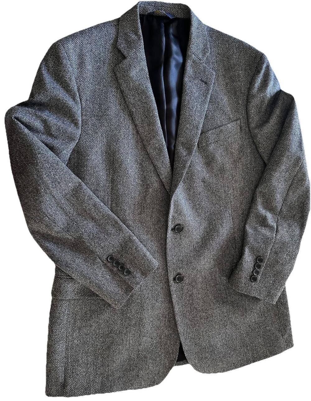 Brooks Brothers Men 346 Fitzgerald Fit Houndstooth Blazer- 44L Gray Morgado Wool
